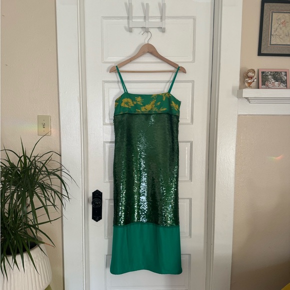 Green sequin midi dress - Picture 2 of 7
